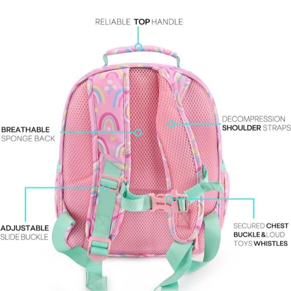 Milasies‎ Toddler Rainbow Print Backpack Pink Multicolor Rainbows Adjustable - Picture 3 of 9